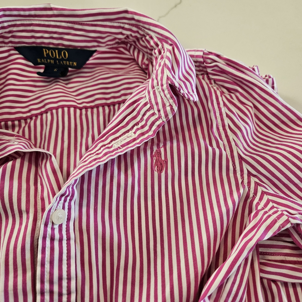 Polo Ralph Lauren Striped Pink Girls Dress with Belt Long Sleeves - Picture 5 of 7